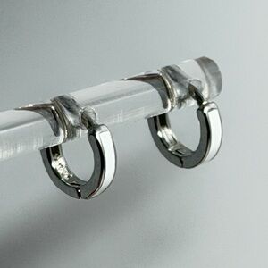 Classic Silver Huggie Hoop Earrings - Women